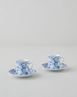 Professional Porcelain Coffee Cup Set   80ml Capacity   Two Person   Navy White Design