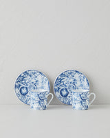 Professional Porcelain Coffee Cup Set   80ml Capacity   Two Person   Navy White Design
