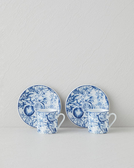 Professional Porcelain Coffee Cup Set   80ml Capacity   Two Person   Navy White Design