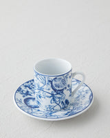 Professional Porcelain Coffee Cup Set   80ml Capacity   Two Person   Navy White Design