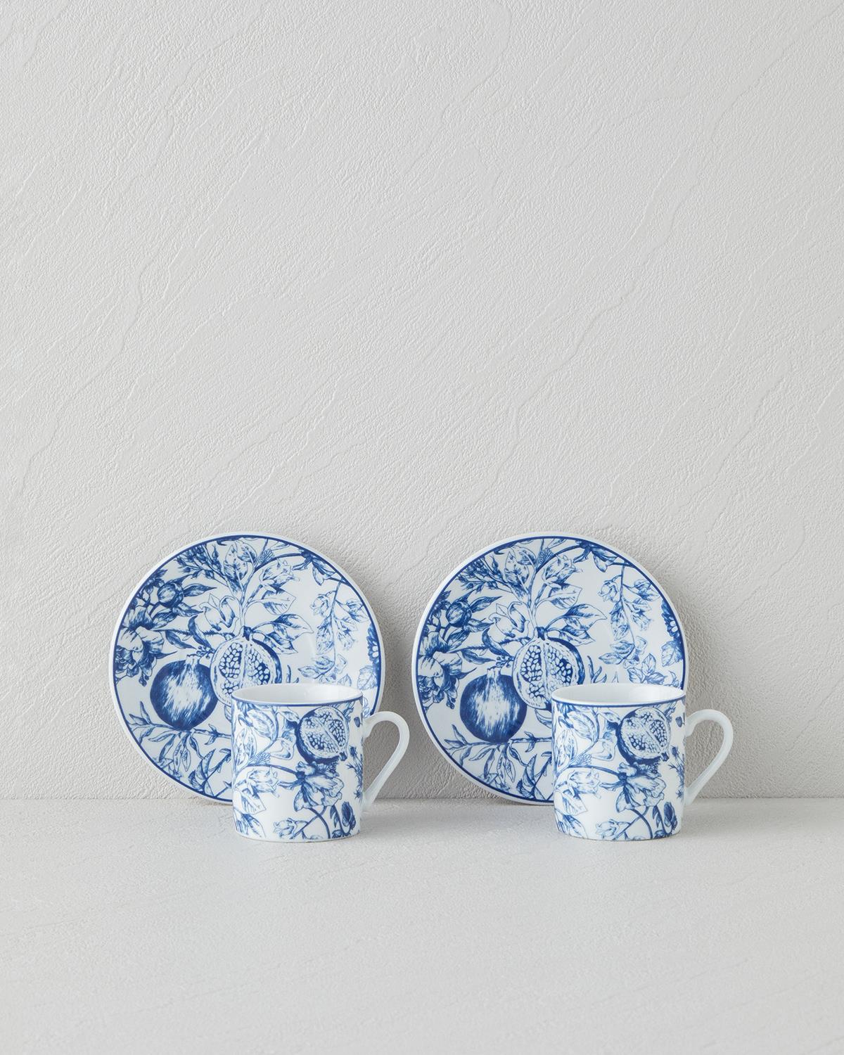 Professional Porcelain Coffee Cup Set   80ml Capacity   Two Person   Navy White Design
