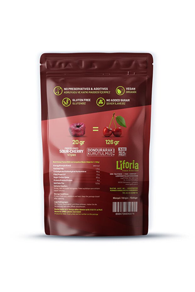 Liforia Premium Whole Freeze - Dried Tart Cherries - 20g - TryAladdin