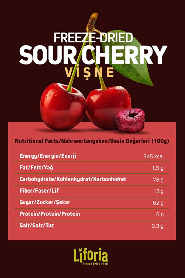 Liforia Premium Whole Freeze - Dried Tart Cherries - 20g - TryAladdin