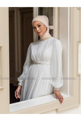 Lightweight Crepe Chiffon Shawl - Cream - TryAladdin