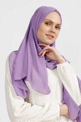Lilac Crepe Chiffon Shawl - Light & Breathable - TryAladdin
