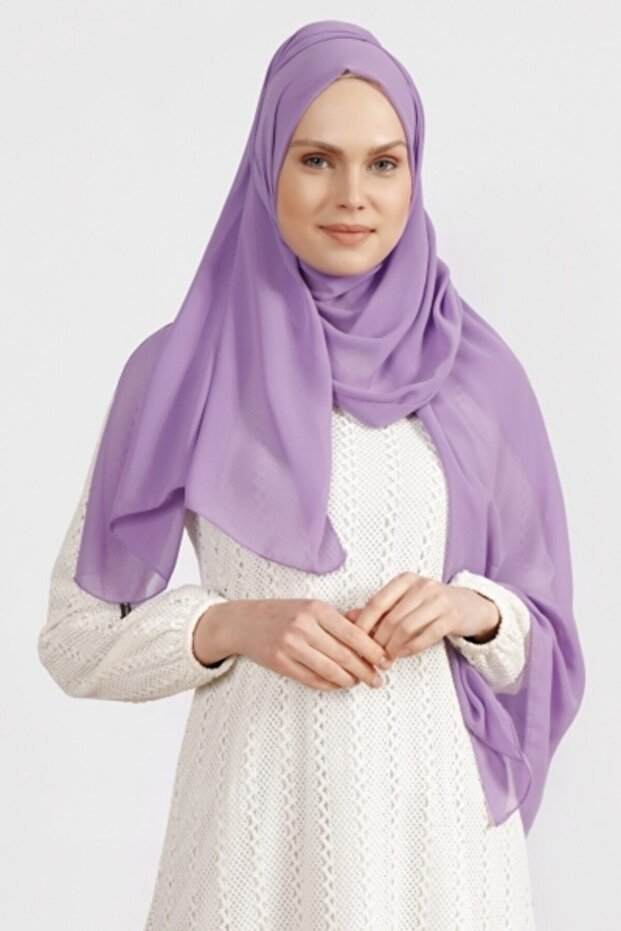 Lilac Crepe Chiffon Shawl - Light & Breathable - TryAladdin