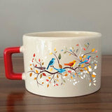 Lili Hediyelik Premium Ceramic Bird Print Coffee Mug - 350ml - TryAladdin