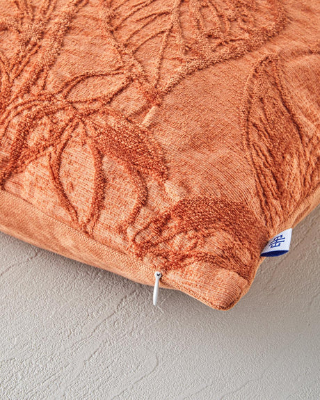 Premium-Lilyy-Pattern-Decorative-Cushion-Cover-45x45cm-Terracotta