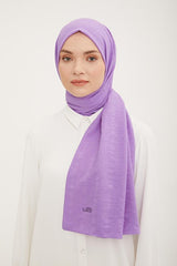 Line Pattern Cotton - Textured Jazz Shawl - Purple - TryAladdin