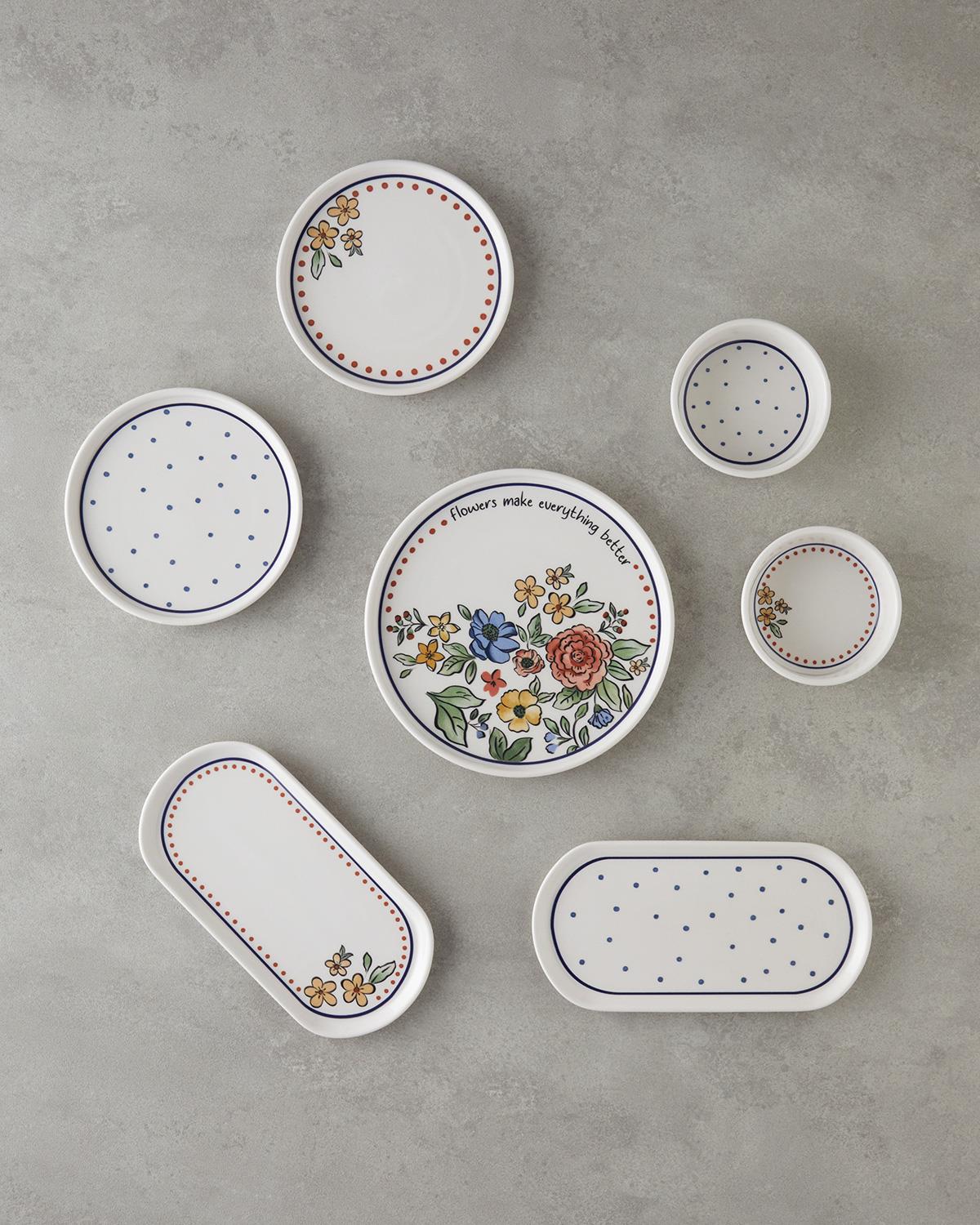 Elegant Multi Color Ceramic Breakfast Dinnerware Set 14 Piece 6 Person
