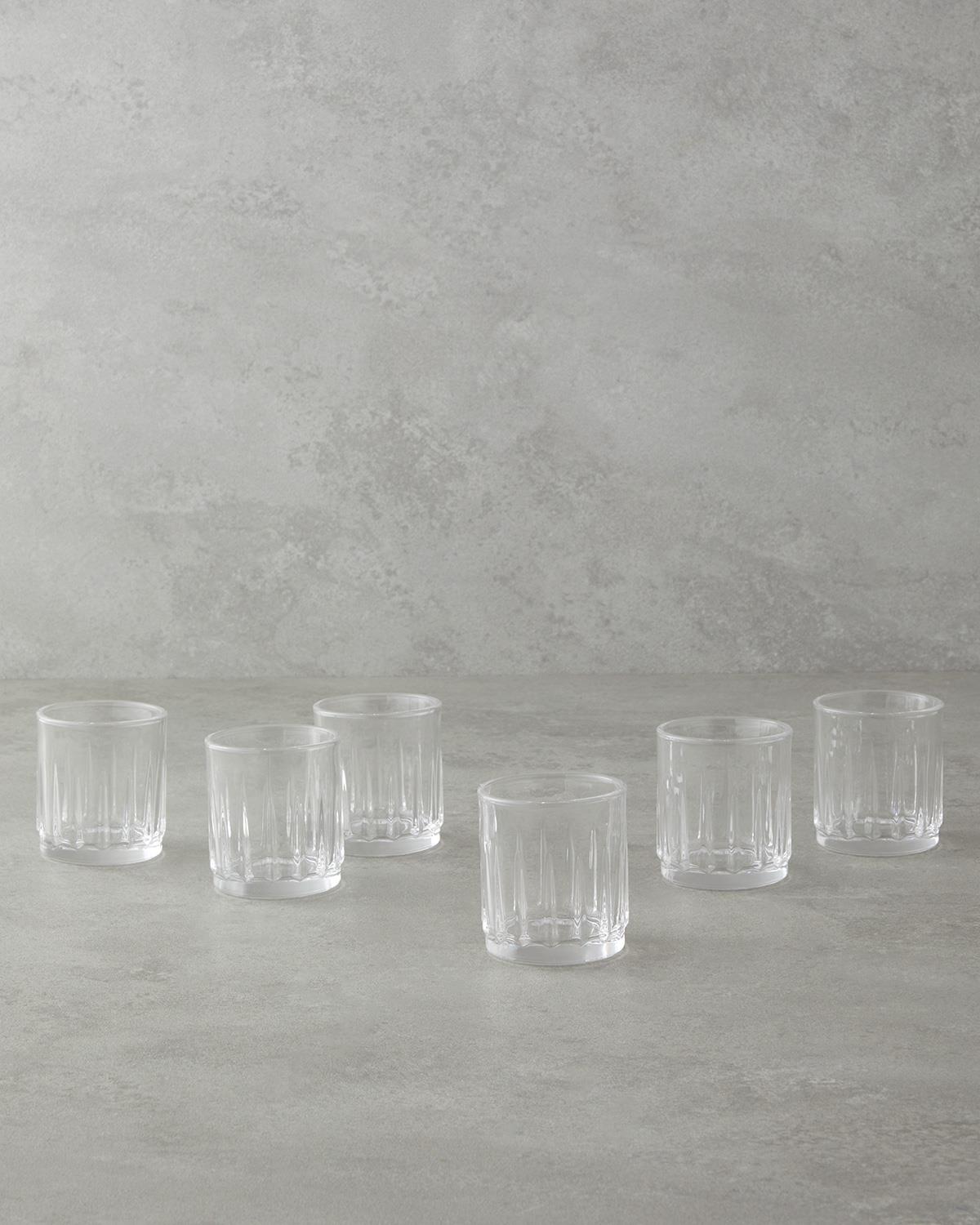 Elegant Transparent Turkish Coffee Serving Glass Set 6 Piece