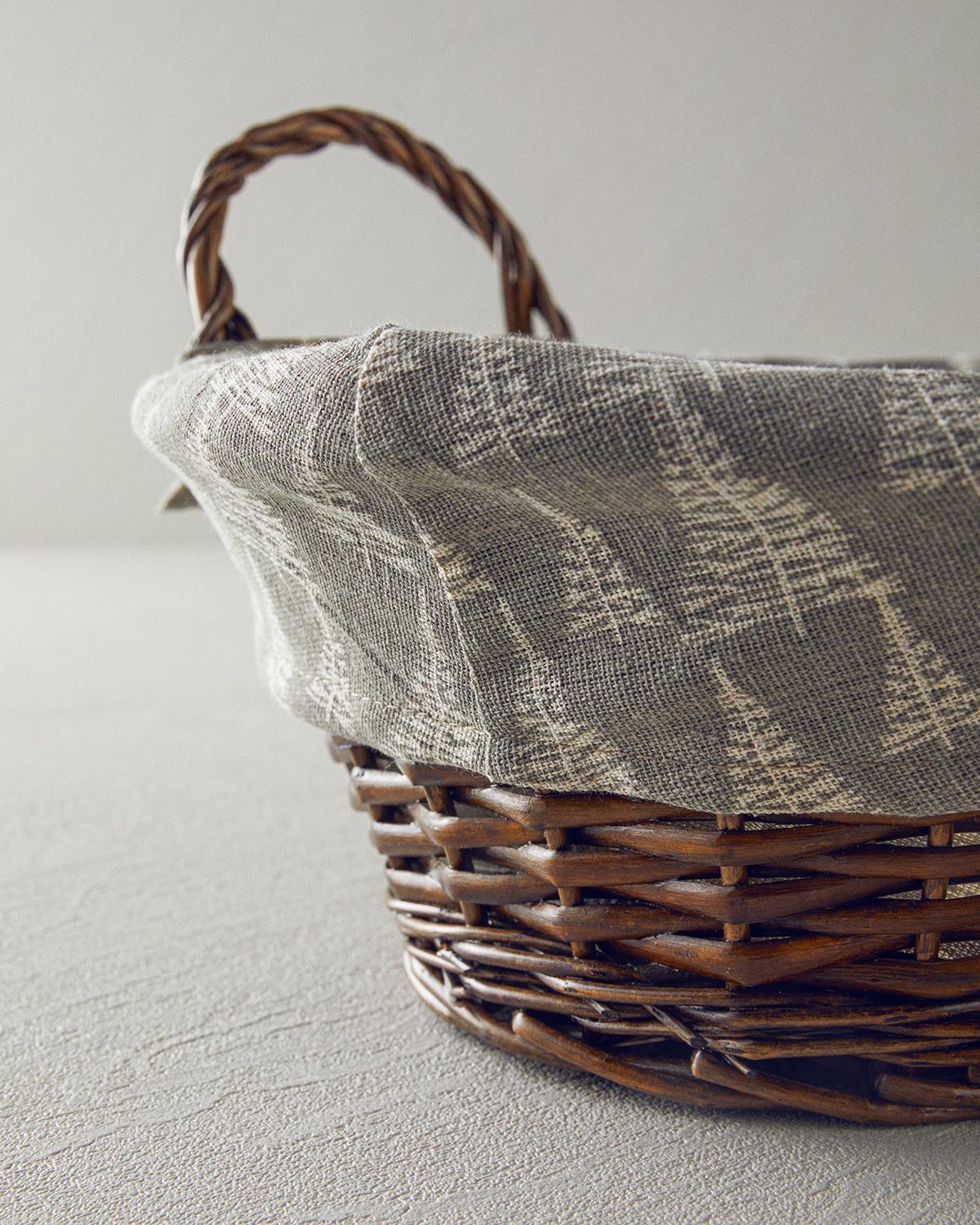 Premium Artisan Wicker Bread Basket Grey Linear Design