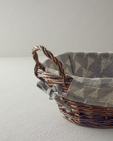 Premium Artisan Wicker Bread Basket Grey Linear Design
