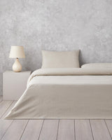 Professionelle, bügelleichte Bettwäschegarnitur für Doppelbett – Bettbezug und Spannbettlaken, Beige