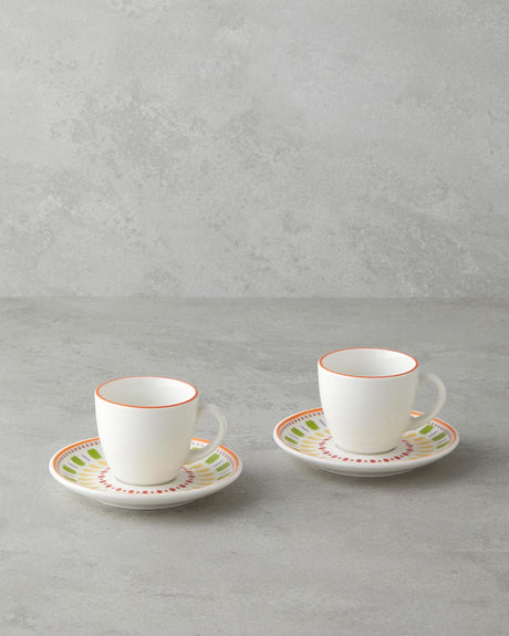 Premium Bone Porcelain Coffee Set   2 Person 4 Piece   Vibrant Assorted Colors