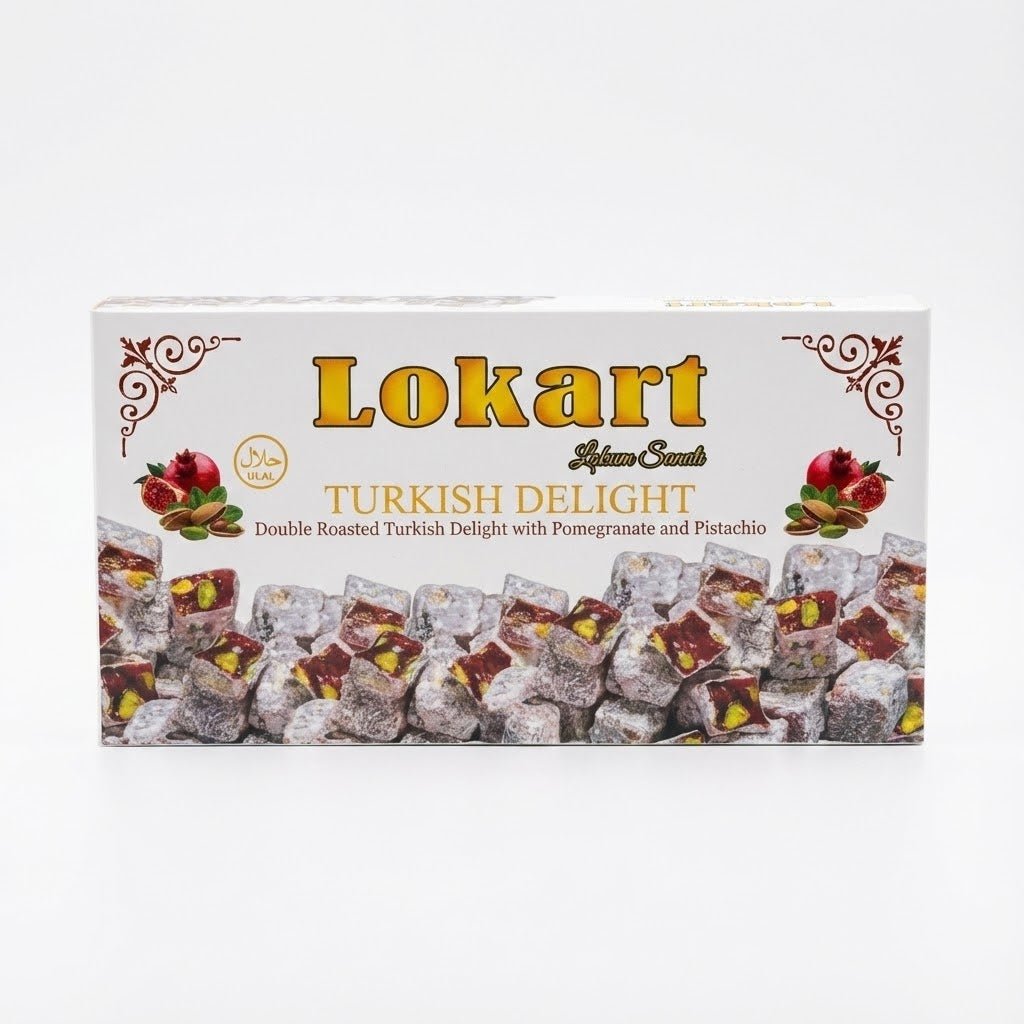 Lokart 高级双重烘焙土耳其软糖，含加济安泰普开心果和石榴- 400克- TryAladdin