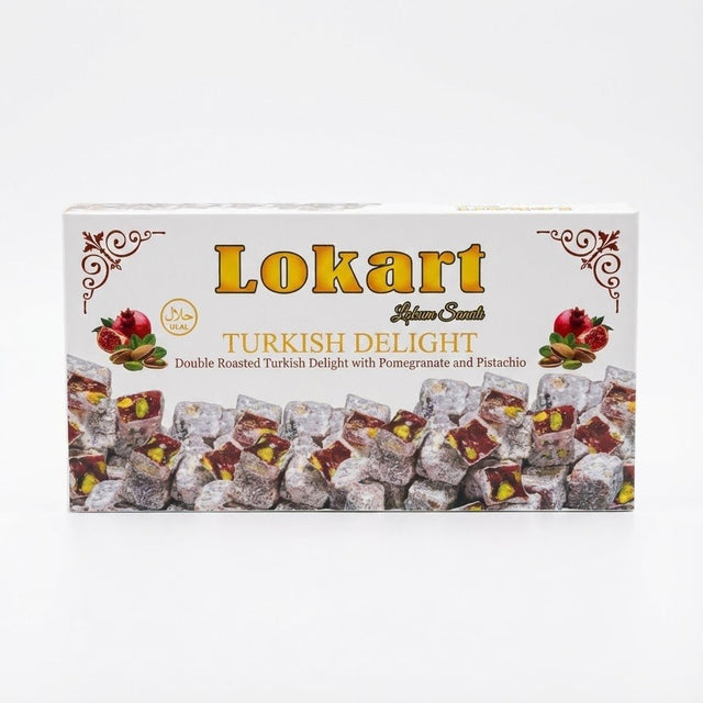 Lokart Premium Double Roasted Turkish Delight with Gaziantep Pistachio & Pomegranate - 400g - TryAladdin