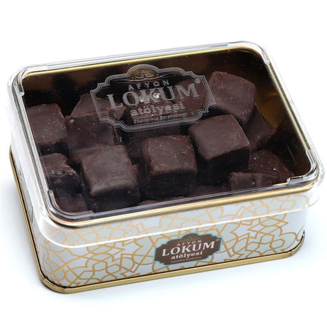 Lokum Atolyesi | Chocolate Coated Banana & Orange Flavored Mini Turkish Delight in Metal Box