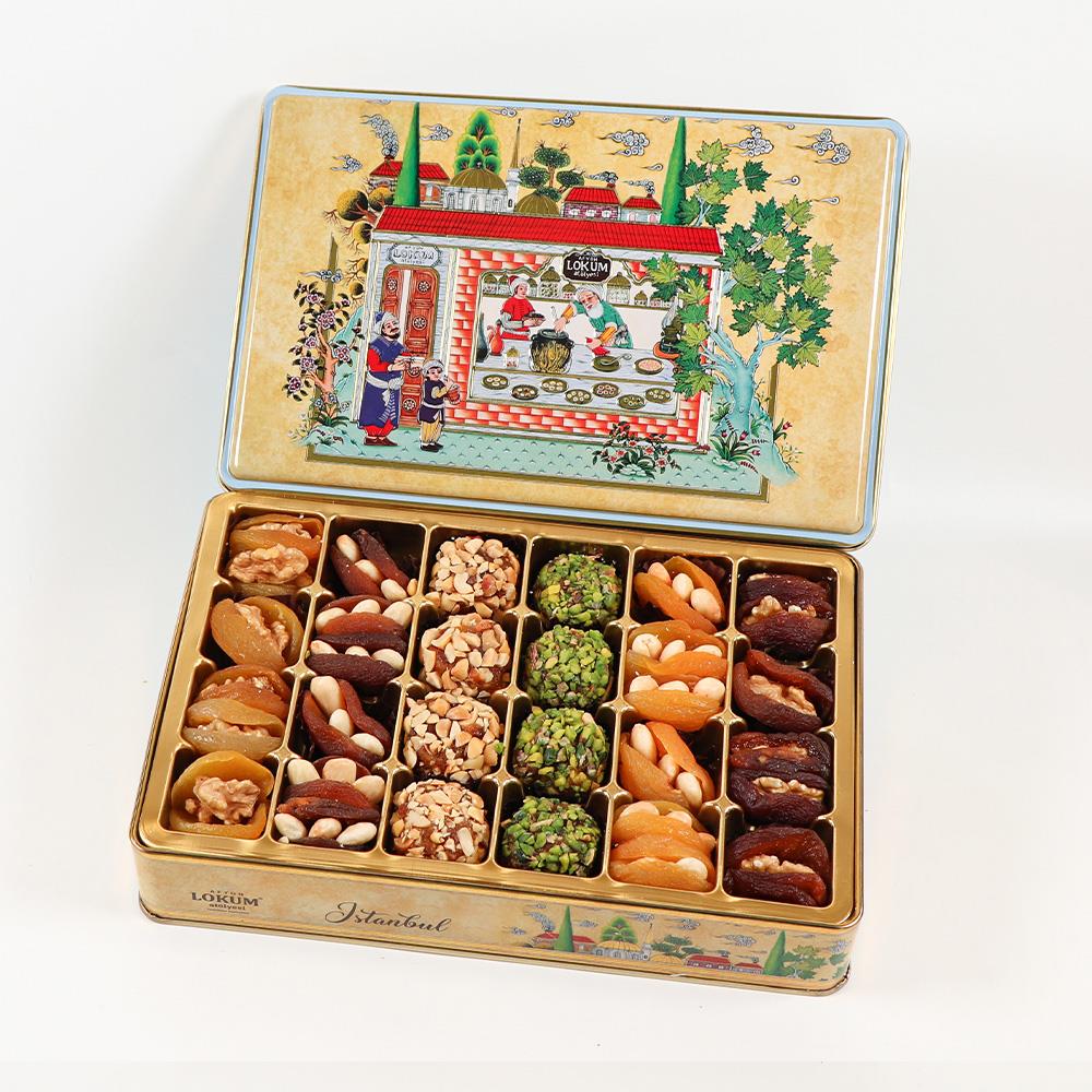 Lokum Atolyesi | Dried Fruit Stuffed with Pistachios, Almonds, Walnuts, Peanuts in Metal Gift Box