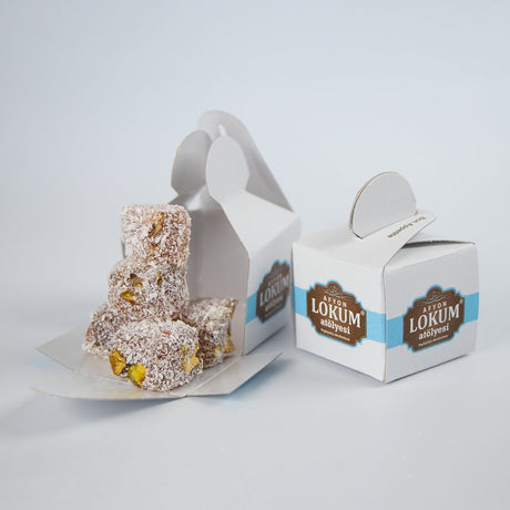 Lokum Atolyesi | Mini Double Roasted Turkish Delight with Pistachios and Coconut Coated (In 10 Single Boxes)