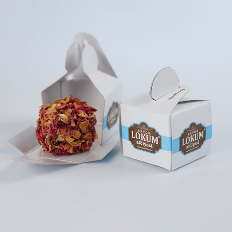 Lokum Atolyesi | Pistachio Turkish Delight Covered with Rose Leafs (In 10 Single Boxes)