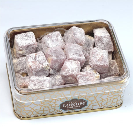 Lokum Atolyesi | Pomegranate Flavored Pistachio Mini Turkish Delight in Metal Box