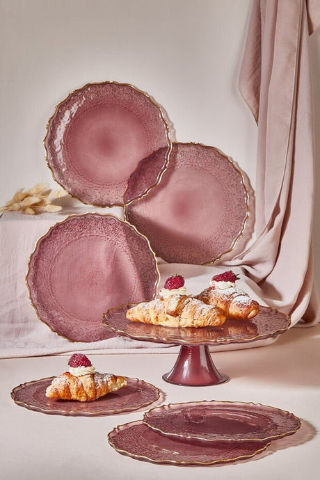 Lora Bianca Professional Goblen 7 Piece Cake Dessert Serving Plate Set - TryAladdin