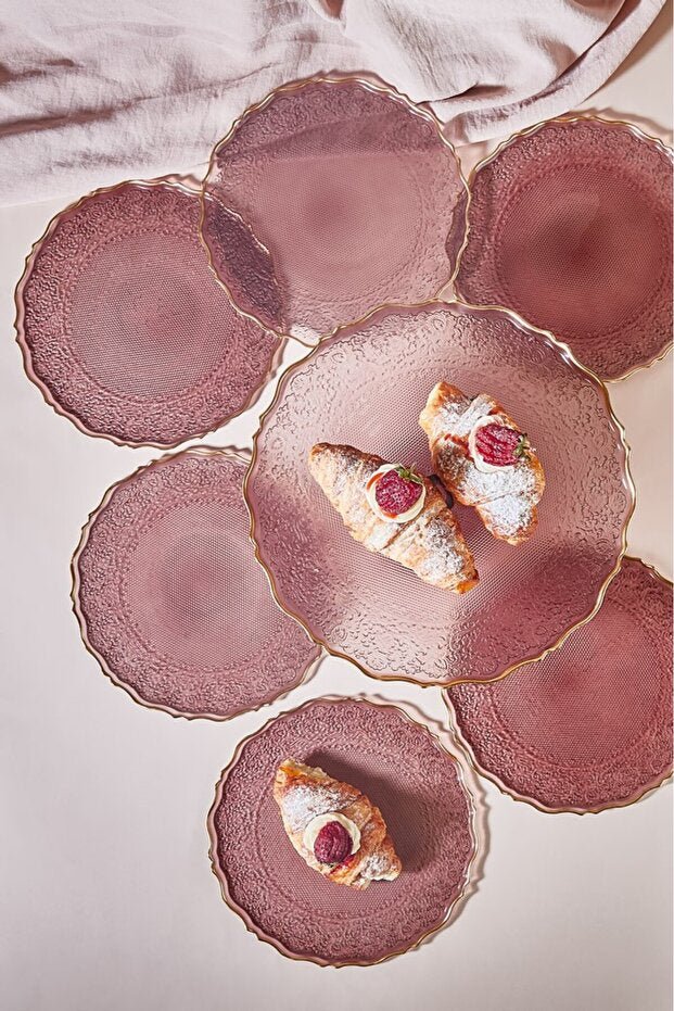 Lora Bianca Professional Goblen 7 Piece Cake Dessert Serving Plate Set - TryAladdin