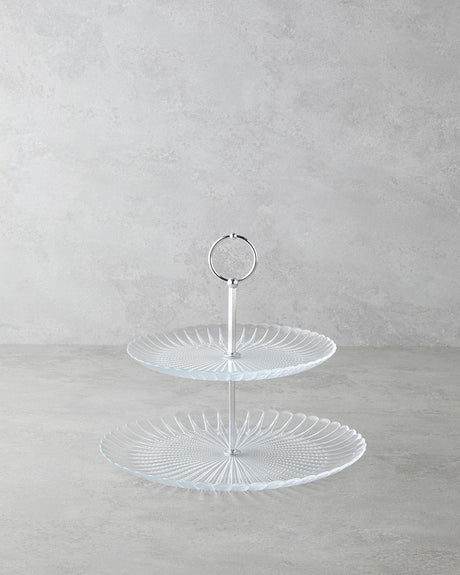 Elegant Clear Glass Two Tier Serving Platter