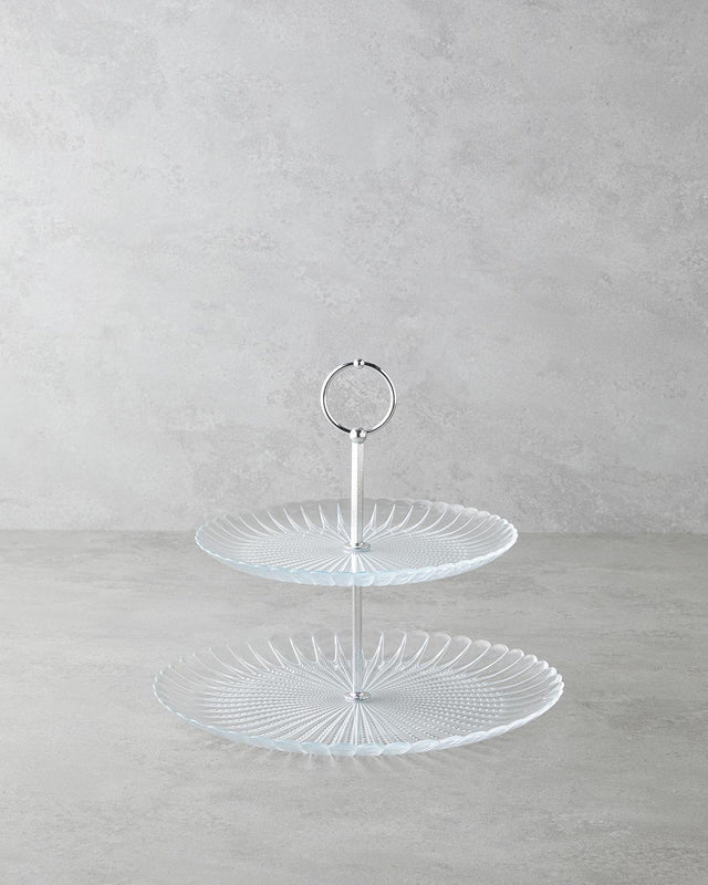 Elegant Clear Glass Two Tier Serving Platter