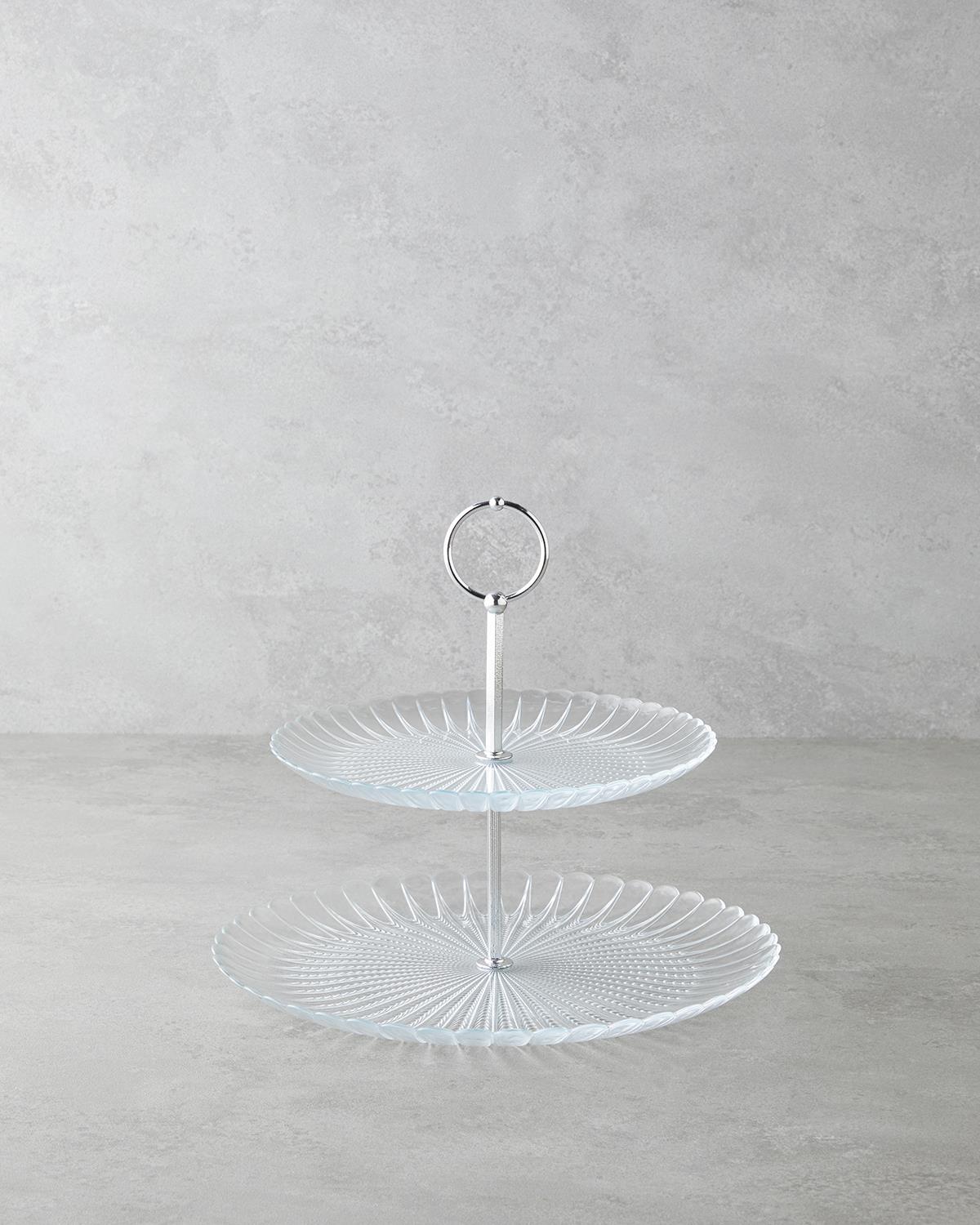Elegant Clear Glass Two Tier Serving Platter