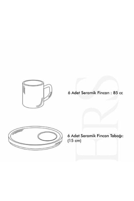Love Bird Black Series Premium Ceramic Turkish Coffee Cup Set - 12 - Piece Set - TryAladdin