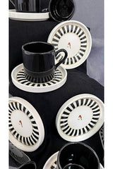 Love Bird Black Series Premium Ceramic Turkish Coffee Cup Set - 12 - Piece Set - TryAladdin