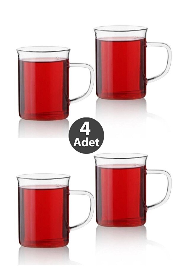 Love In Kitchen Premium Borosilicate Heat - Resistant Glass Mug Set with Handles - 4 Pcs - TryAladdin