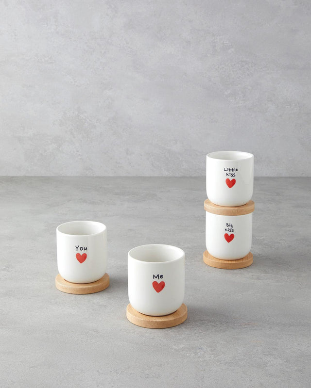 Premium Stoneware Red Beverage Cup Set 8 Piece 150ml Capacity