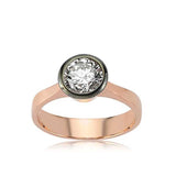 Ring - Rose Gold-Tone Bezel Solitaire with Diamond-Cut Stone