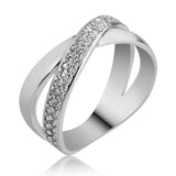 Ring - Sterling Silver Pave Criss-Cross Sparkle Ring