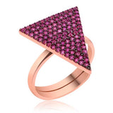 Rose Gold Tone Triangle Ring - Pink Pave Geometric Statement