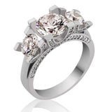 Sterling Silver Three Stone Ring - Elegant Tria Cubic Zirconia