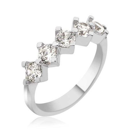 Ring - Sterling Silver Five-Stone Simulated Diamond Eternity