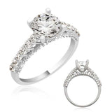 Sterling Silver Solitaire Ring - Dazzling Pave Accent Band