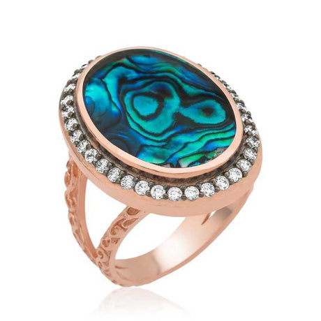 Ring - Rose Gold Plated Silver Abalone Statement Ring