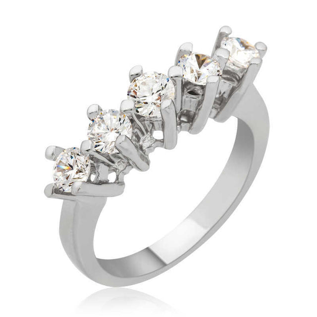 Five Stone Ring - Silver-Tone Cubic Zirconia Eternity Style