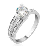 Sterling Silver Solitaire Ring - Split Shank with Pave Accents