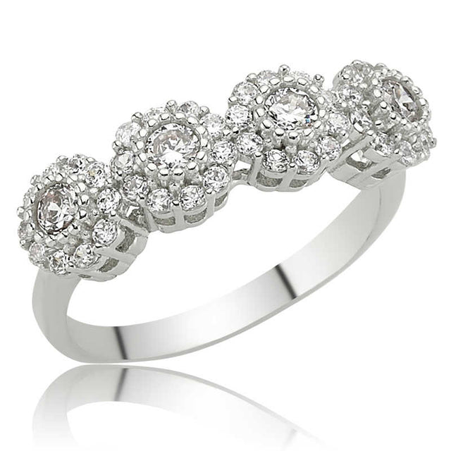 Sterling Silver Sparkling Daisy Cluster Ring