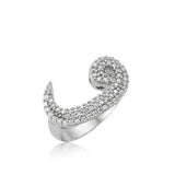Ring - Sterling Silver Pave Cubic Zirconia Vav Statement Ring