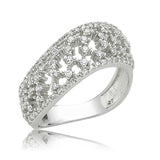 Ring - Sterling Silver Cubic Zirconia Filigree Statement Band