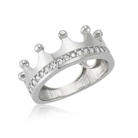 Queen Crown Ring - Silver-Tone with Sparkling Zirconia