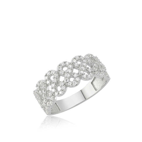 Sterling Silver Infinity Ring - Sparkling Pave Zirconia Band