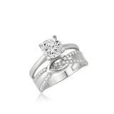 Ring - Silver-Tone Solitaire & Pavé Accent Multi-Band Ring